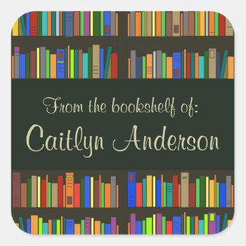 Personalized Library Bookshelves Bookplate Sticker by SjasisDesignSpace at Zazzle