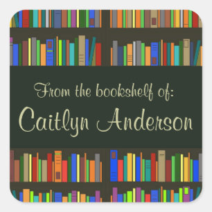 Personalized Library Bookshelves Bookplate Sticker