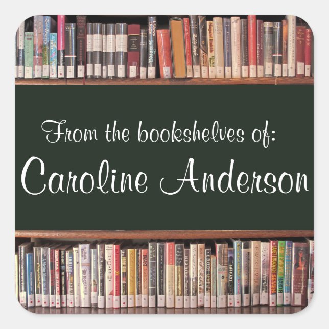 Personalized Library Bookshelves Bookplate Sticker (Front)