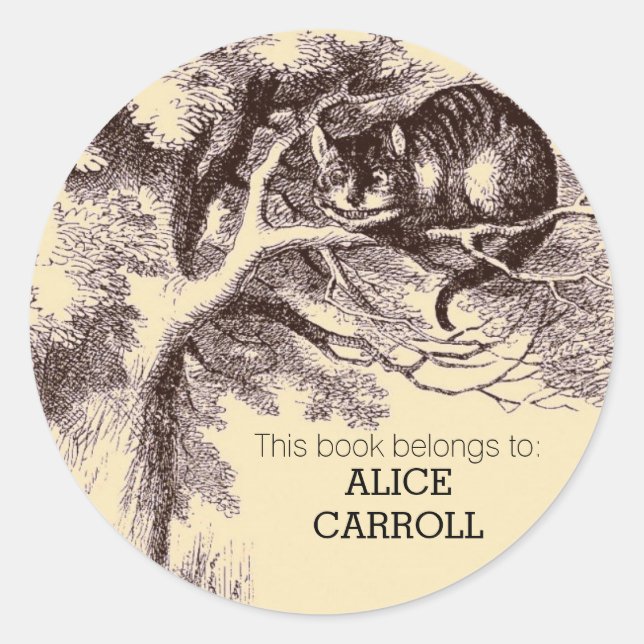 Personalized Library Cheshire Cat Bookplate (Front)