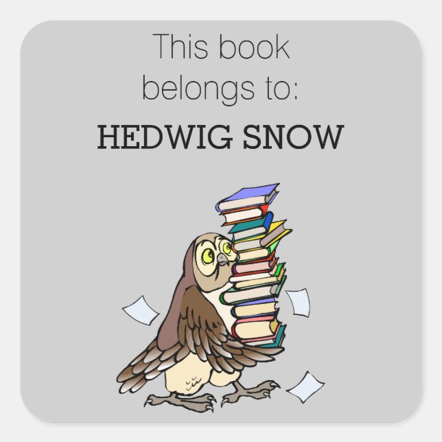 Personalized Library Cute Owl Bookplate (Front)