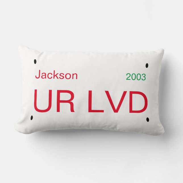 Personalized License Plate Accent Pillow (Front)
