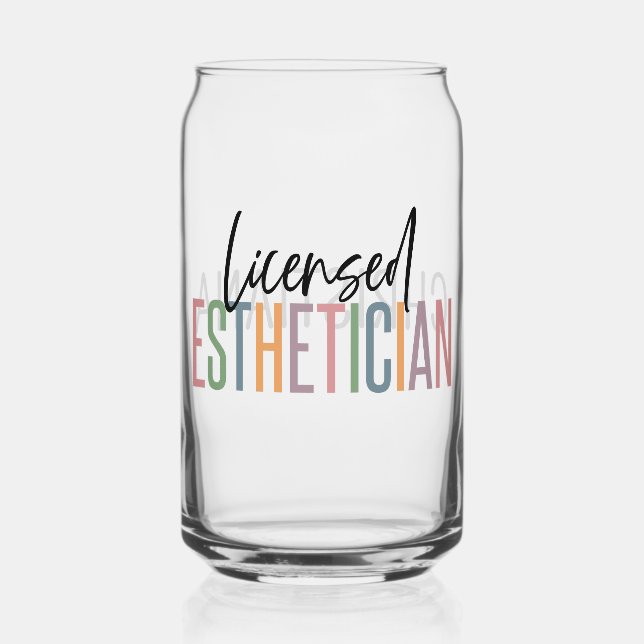 Personalized Licensed Esthetician Cosmetologist Can Glass (Front)