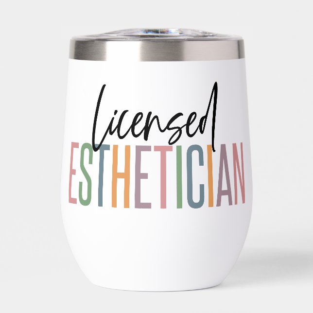 Personalized Licensed Esthetician Cosmetologist Thermal Wine Tumbler (Front)