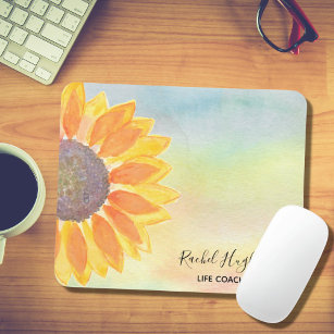 Personalized Life Coach Sunflower Mouse Pad