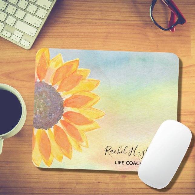 Personalized Life Coach Sunflower Mouse Pad (Creator Uploaded)