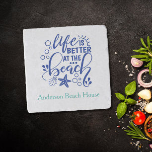 Personalized Life is Better at Beach Blue Green Trivet