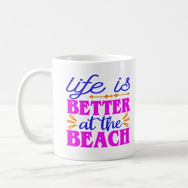 Personalized Life is Better at the Beach  Coffee Mug (Left)