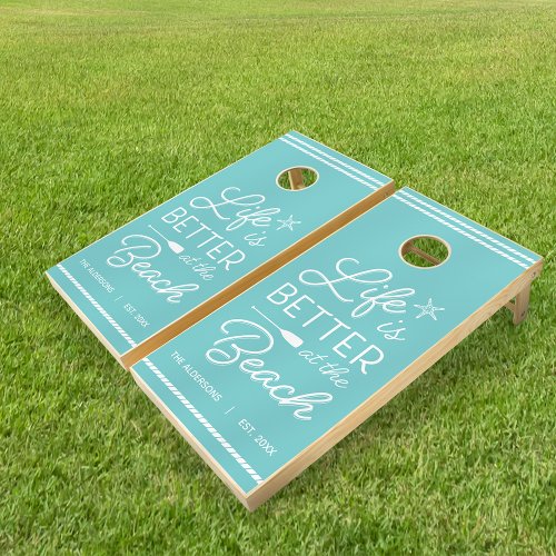 Personalized Life Is Better At The Beach Cornhole Set