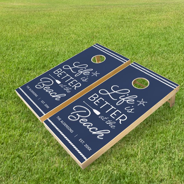 Personalized Life Is Better At The Beach Cornhole Set (Creator Uploaded)