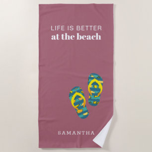 Personalized Life is Better at the Beach Family Towel