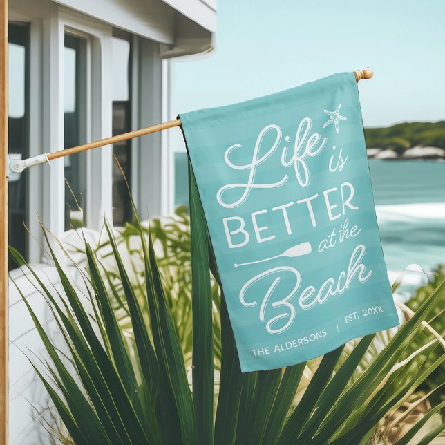 Personalized Life Is Better At the Beach House Flag (Creator Uploaded)