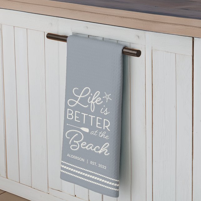 Personalized Life Is Better at the Beach Kitchen Towel (Creator Uploaded)