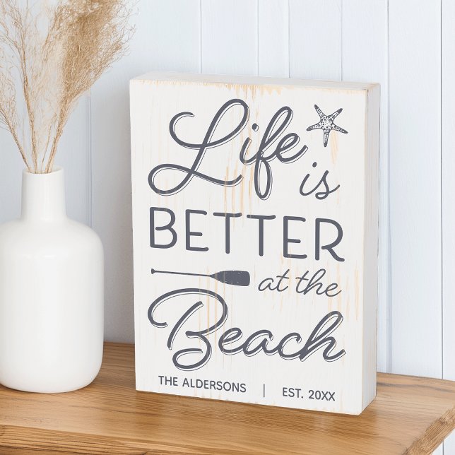 Personalized Life Is Better At The Beach Wooden Box Sign (Creator Uploaded)