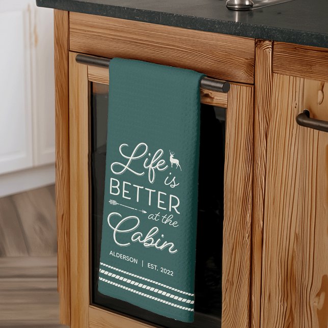 Personalized Life Is Better at the Cabin Kitchen Towel (Creator Uploaded)