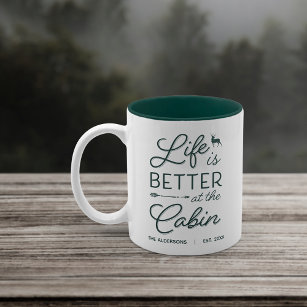 Personalized Life Is Better At the Cabin Two-Tone Coffee Mug