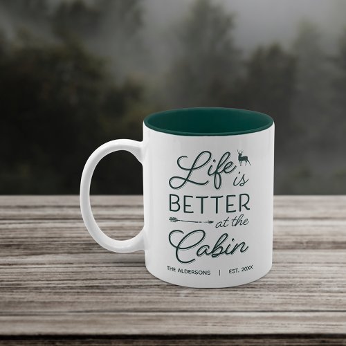 Personalized Life Is Better At the Cabin Two_Tone Coffee Mug