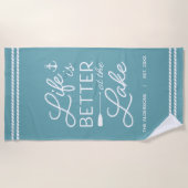 Personalized Life Is Better At The Lake Beach Towel (Front)