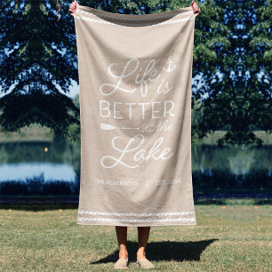 Personalized Life Is Better At The Lake Beach Towel