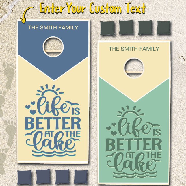 Personalized Life Is Better at the Lake Cornhole Set (Personalized "Life is Better at the Lake" cornhole set)