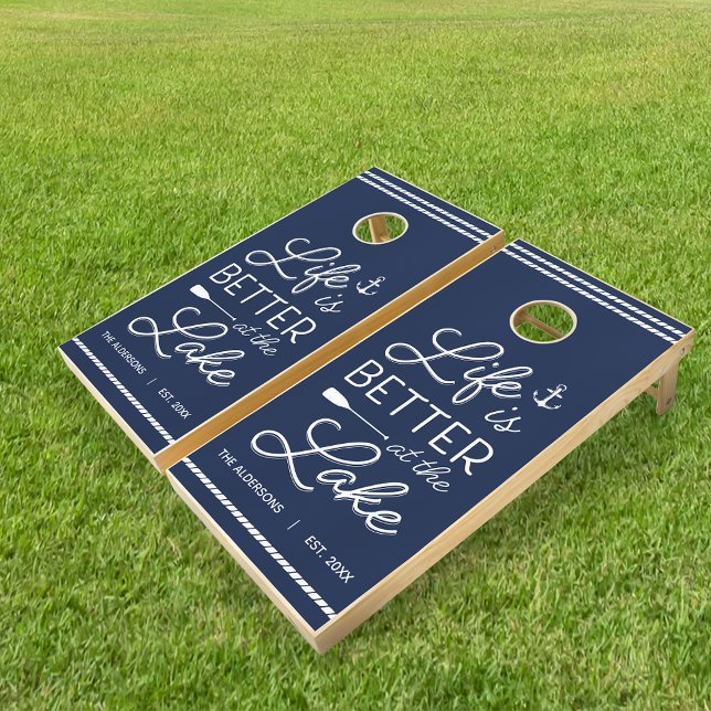 Personalized Life Is Better At The Lake Cornhole Set (Creator Uploaded)
