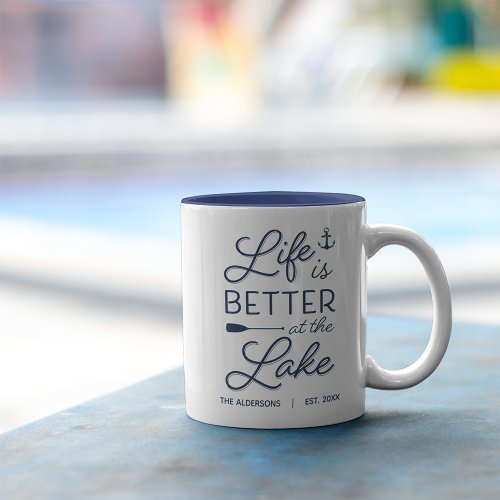 Personalized Life Is Better At the Lake Two_Tone Coffee Mug