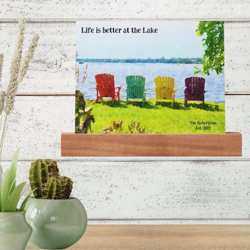 Personalized Life is better at the Lake with Date Picture Ledge