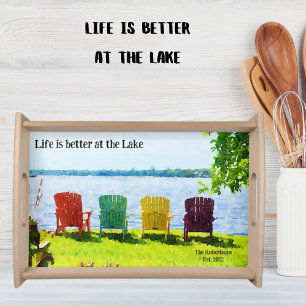 Personalized Life is better at the Lake with Date Serving Tray