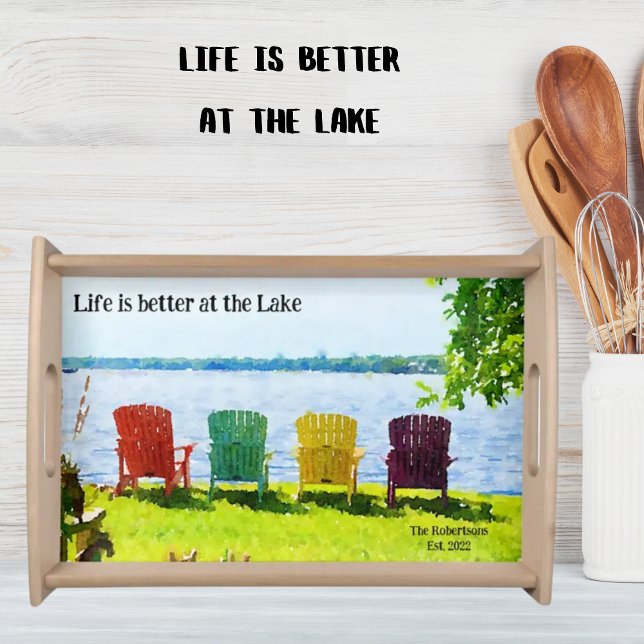 Personalized Life is better at the Lake with Date Serving Tray (Creator Uploaded)