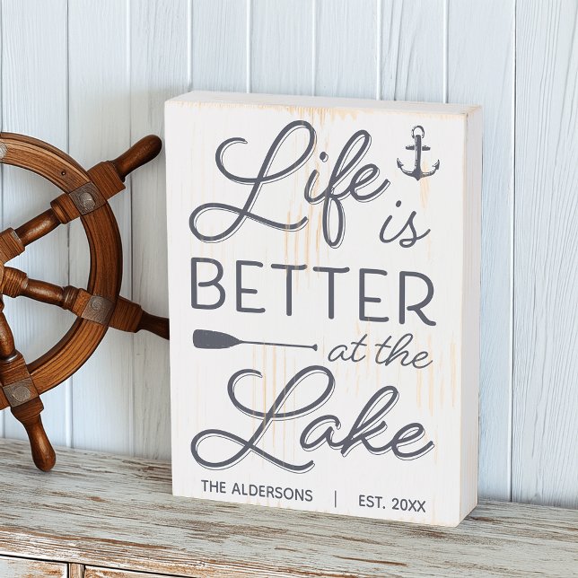 Personalized Life Is Better At The Lake Wooden Box Sign (Creator Uploaded)