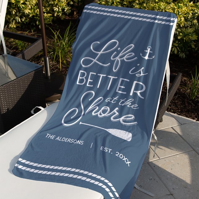 Personalized Life Is Better At The Shore Beach Towel (Creator Uploaded)