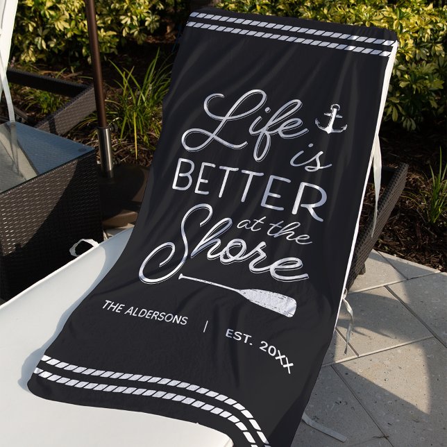 Personalized Life Is Better At The Shore Beach Towel (Creator Uploaded)