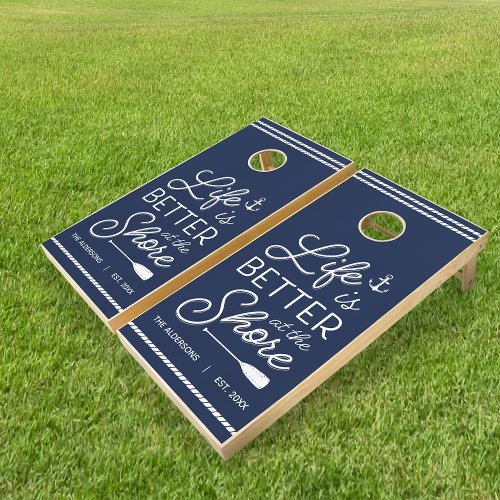 Personalized Life Is Better At The Shore Cornhole Set