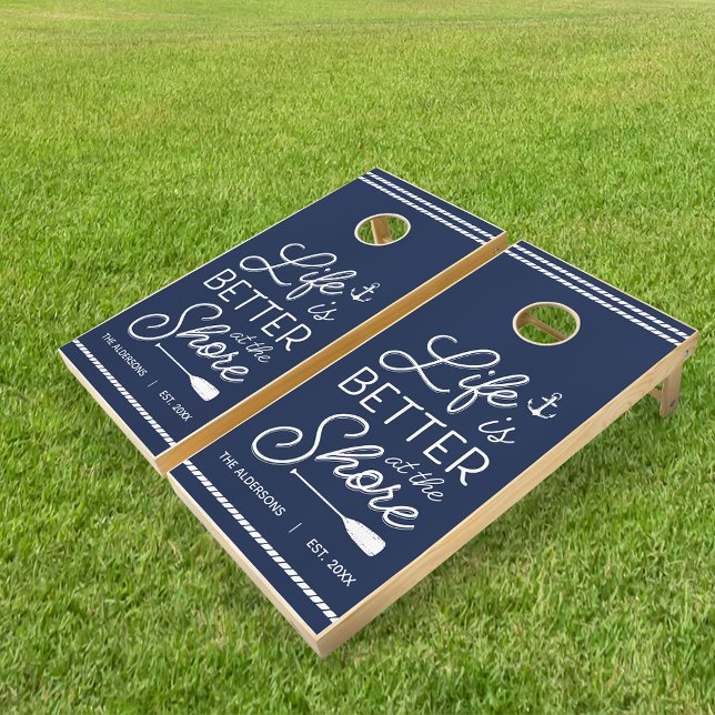 Personalized Life Is Better At The Shore Cornhole Set (Creator Uploaded)