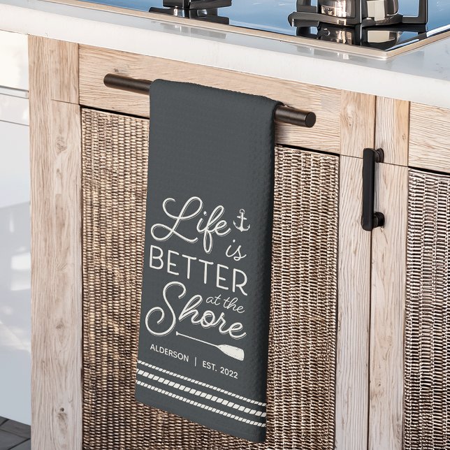Personalized Life Is Better at the Shore Kitchen Towel (Creator Uploaded)