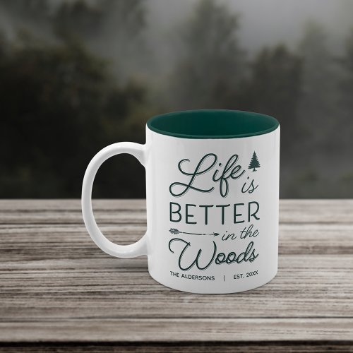 Personalized Life Is Better In The Woods Two_Tone Coffee Mug