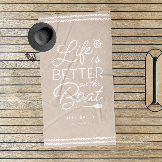 Personalized Life Is Better On The Boat Beach Towel (Creator Uploaded)