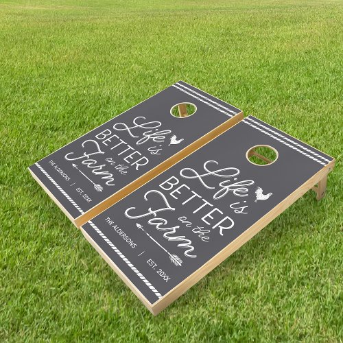 Personalized Life Is Better On The Farm Cornhole Set