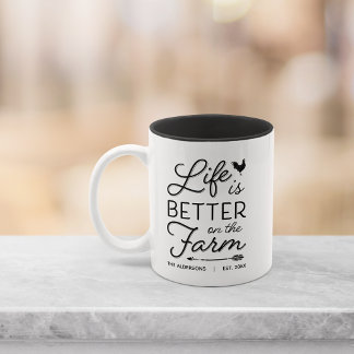 Personalized Life Is Better On The Farm Two-Tone Coffee Mug