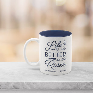 Personalized Life Is Better On The River Two-Tone Coffee Mug