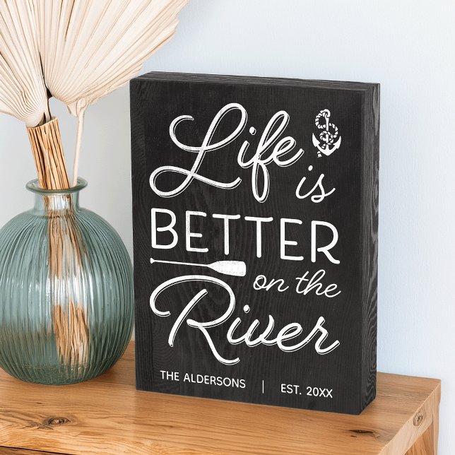 Personalized Life Is Better On The River Wooden Box Sign (Creator Uploaded)