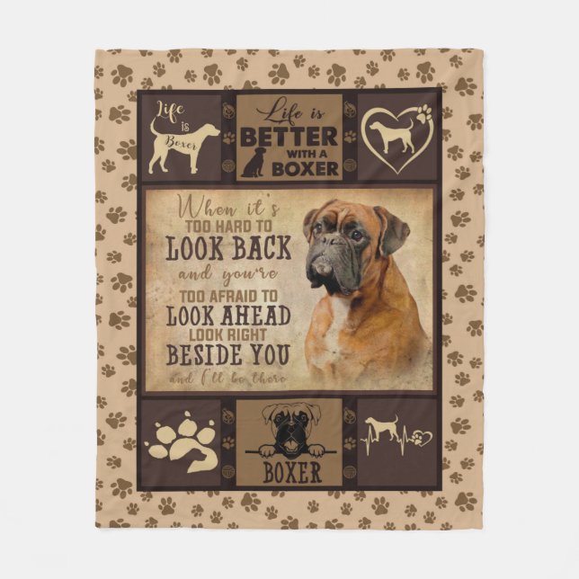 Personalized Life Is Better With Boxer Gift Family Fleece Blanket (Front)