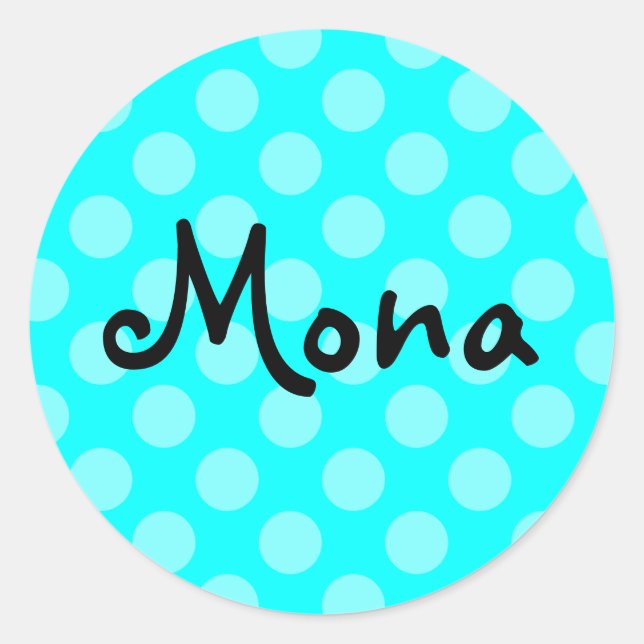Personalized Light Aqua Polka Dot Classic Round Sticker (Front)