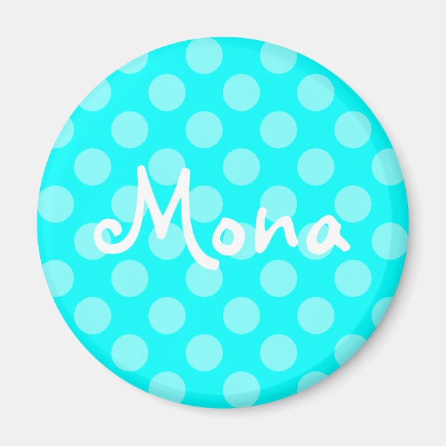 Personalized Light Aqua Polka Dot Magnet (Front)