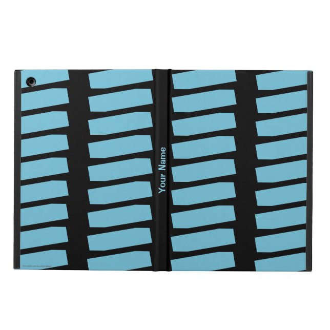 Personalized Light Blue Abstract Pattern on Black iPad Air Case (Outside)