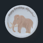 Personalized Light Blue, Brown Woolly Mammoth Paper Plates<br><div class="desc">These paper party plates are ready to be personalized with your own custom message and feature a realistic style colored pencil illustration of a woolly mammoth set against a light blue background. Your message is in brown lettering above. These plates are perfect for parties for fans of mammoths and other...</div>