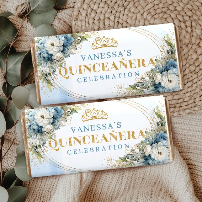 Personalized Light Blue Eucalyptus Quinceañera Bar (Personalized Light Blue Eucalyptus Quinceañera Candy Bar)