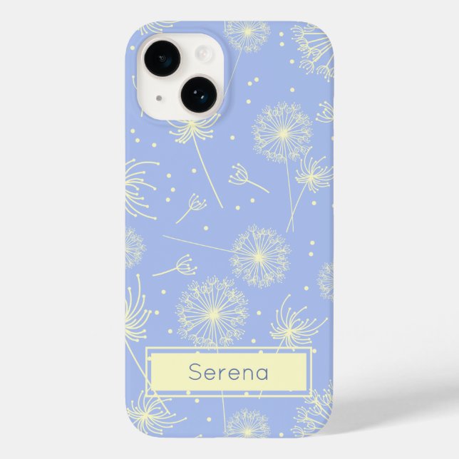 Personalized Light Blue Floral Dandelion Pattern Case-Mate iPhone Case (Back)