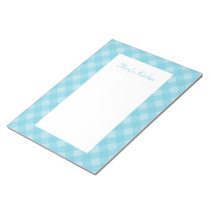 Personalized Light Blue Gingham Notepad