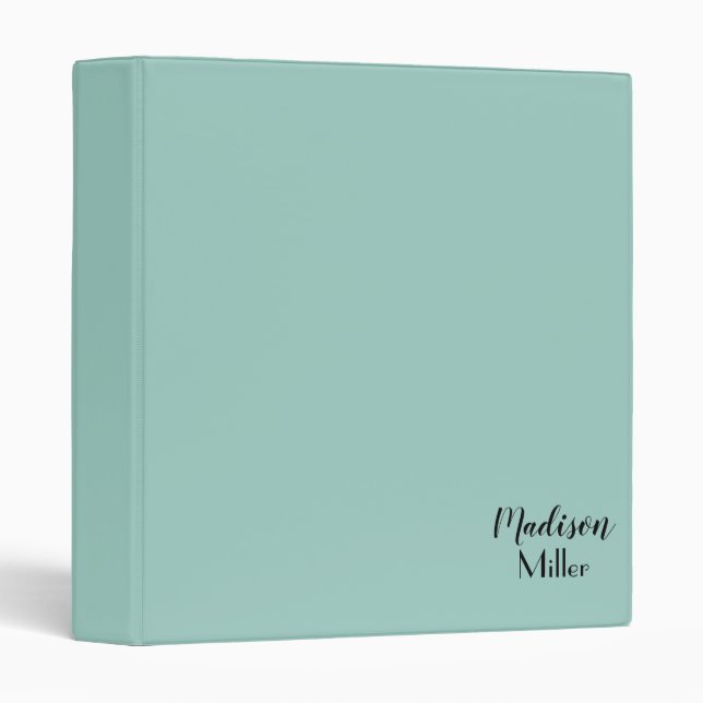 Personalized Light Blue Green 3 Ring Binder (Front/Spine)